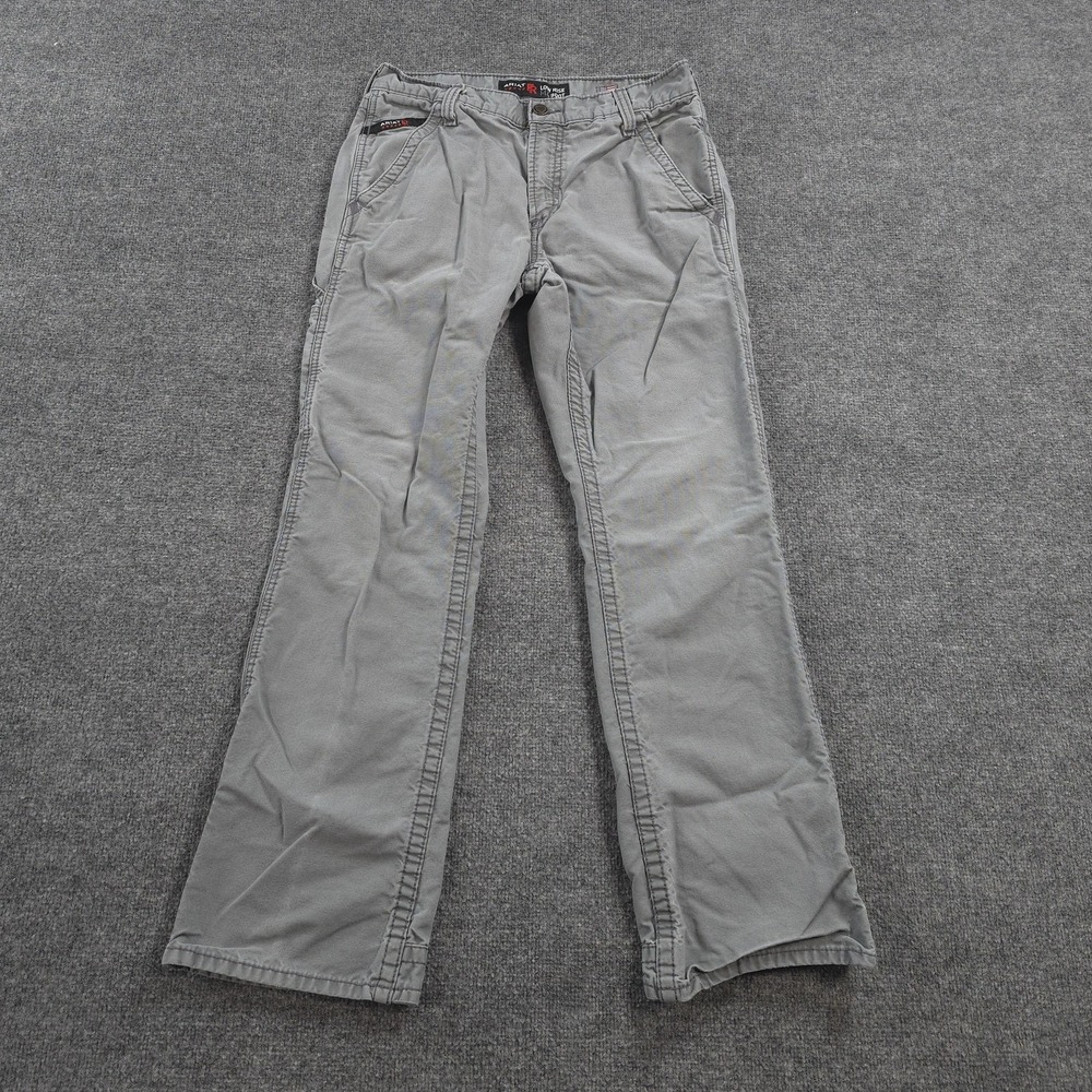 Ariat Pants Mens 31x34 Gray Flame Resistant FR Low Rise M4 Boot Work Pant CAT2